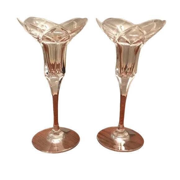 NIB Vintage Pair MIKASA Crystal BOROQUE Candlestick Candle Holders NEW OLD Stock - Picture 1 of 11